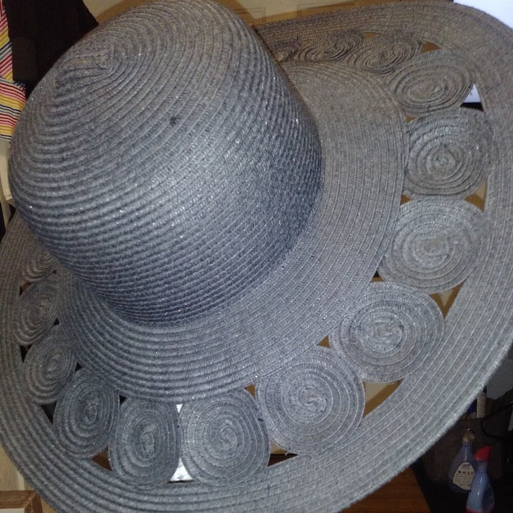 WIDE BRIMMED ADJUSTABLE BLACK LADIES DRESS HAT SAN DIEGO CO.